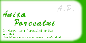 anita porcsalmi business card